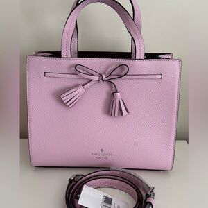 kate spade small quartz Pink Leather Hayes Tote with Tassel new unused
